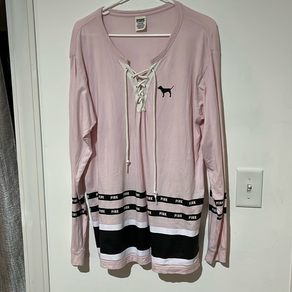 Victoria secret pink long sleeve lace up